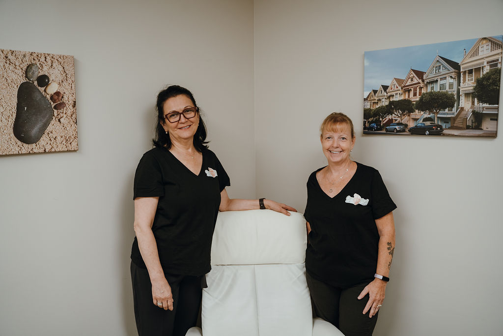 Two female footcare nurses
