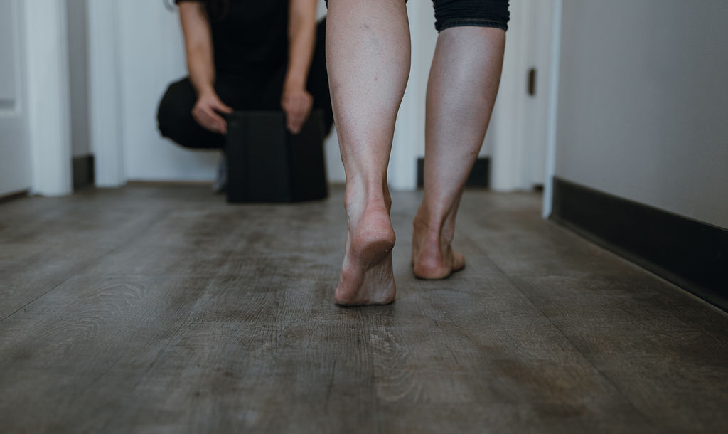 Foot and gait analysis, On the Ball Orthotics Practitioner analysing a patient walking